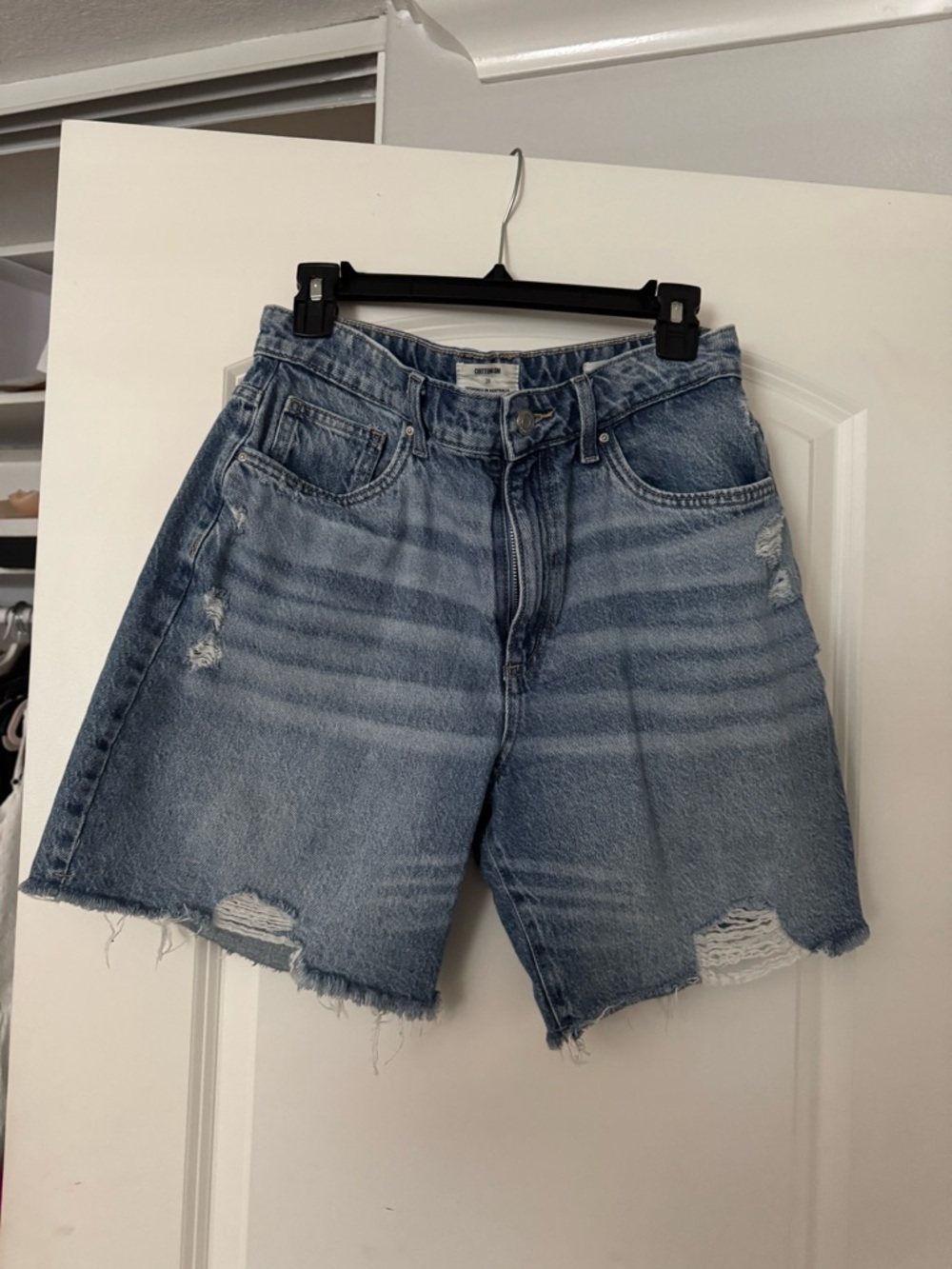Cotton On Light Blue Distressed Denim Shorts